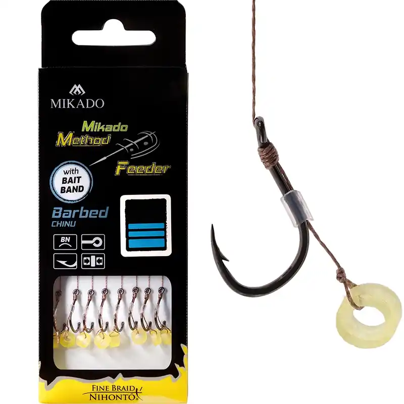 MIKADO - Hotový návazec na Method feeder, šňůra 10cm, Gumička, s protihrotem 8ks Akční Cena