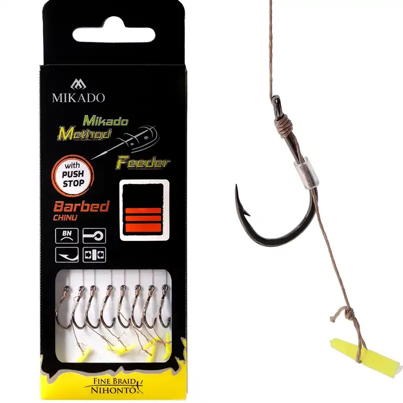 MIKADO - Hotový návazec na Method feeder, šňůra 10cm, PUSH STOP, s protihrotem 8ks Ihned K Objednání