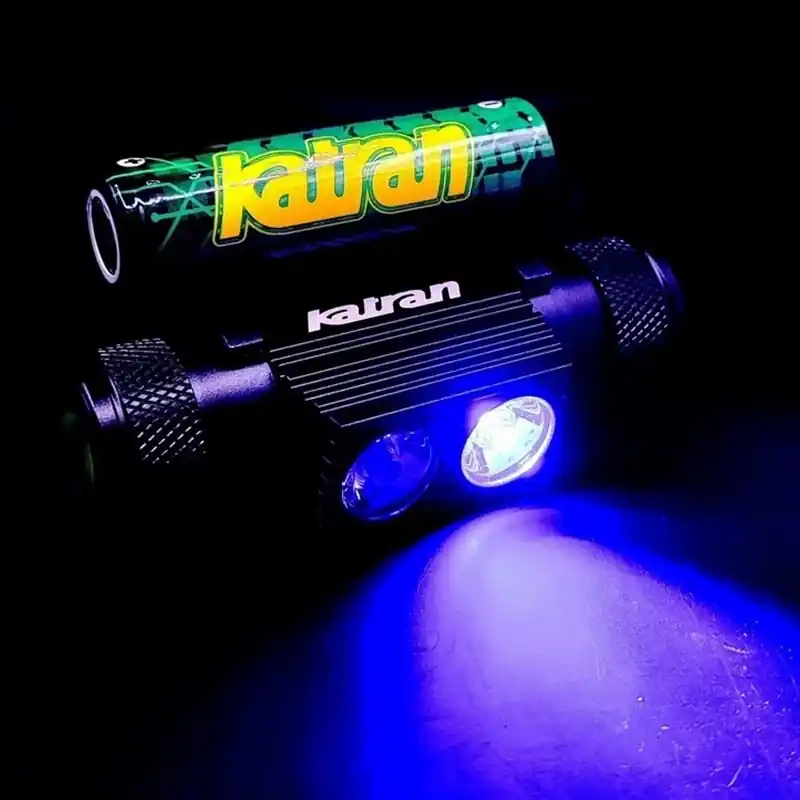 KATRAN - Čelová dobíjecí svítilna Headlamp W/B 460 PRO modrá a bílá LED + Box + Náhradní baterie ZDARMA! Cenová Bomba