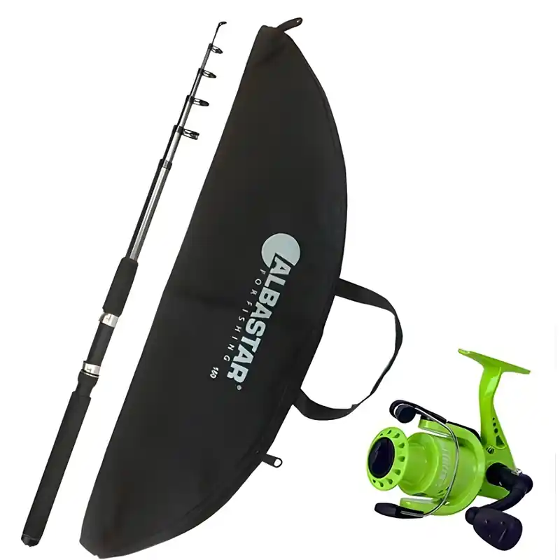 ALBASTAR - Dětský přívlačový set Prut 2,1m + Naviják + Pouzdro Zlevněný