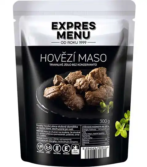 Výhodná Nabídka EXPRES MENU Hovězí maso hotové jídlo, 300g
