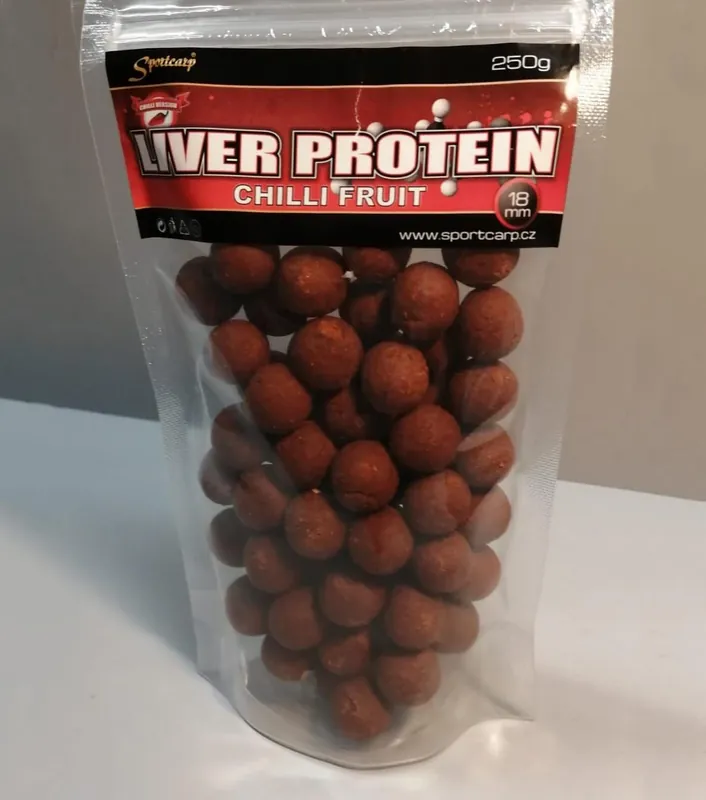 Rychlé Dodání Sportcarp boilies Liver Protein Chilli Fruit 18mm/250g