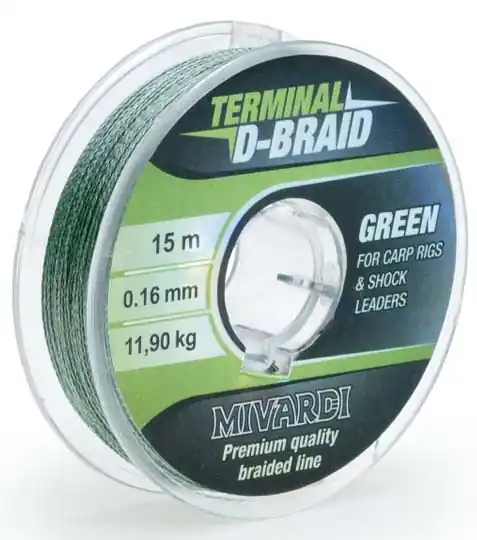 Mivardi návazcová šňůrka Terminal D-Braid - Green 15 m Finální Výprodej