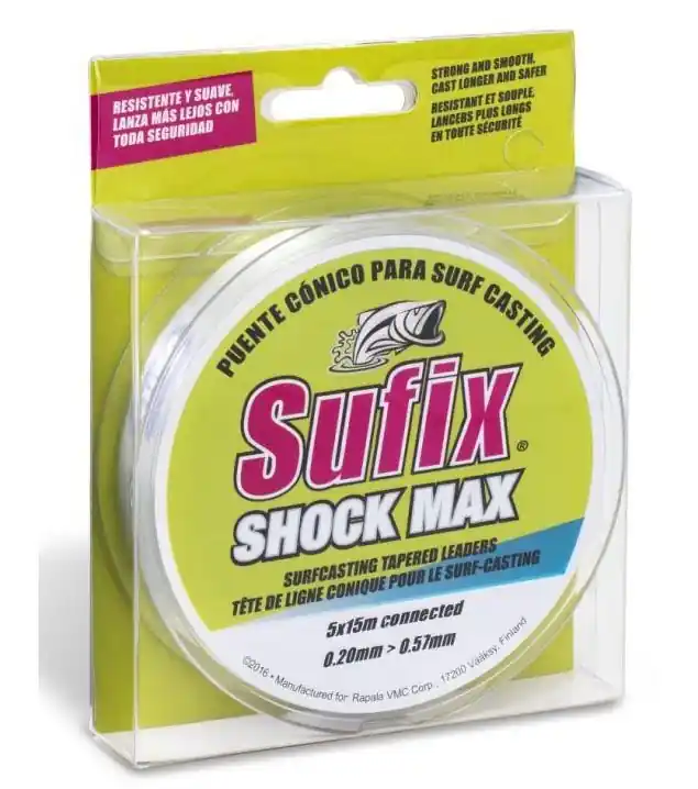 Nejprodávanější Sufix ujímaný návazec Shock Max 0,26-0,57mm/5×15m čirý