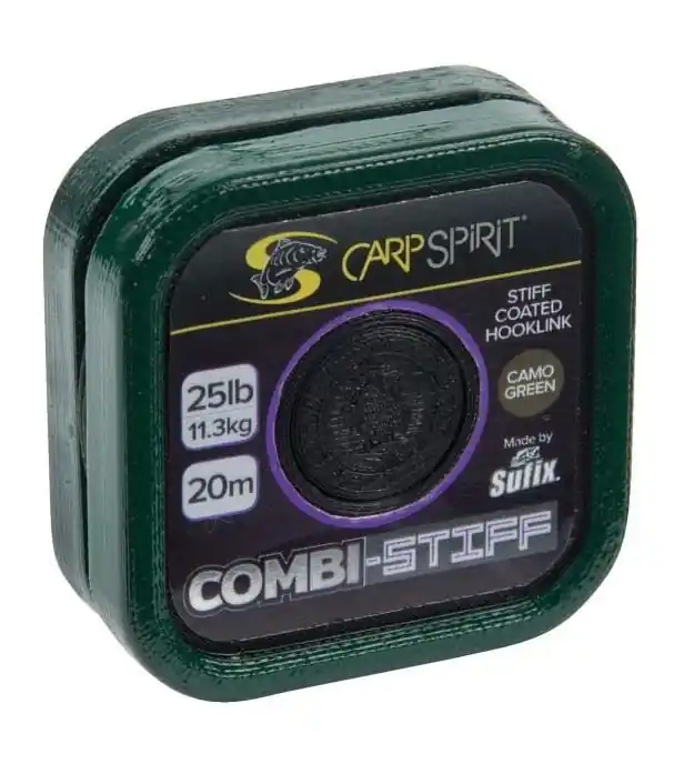 Objednat Nyní Carp Spirit návazcová šňůrka Combi-Stiff Coated Braid 20m/11,30kg/25lb maskovací zelená ztužená