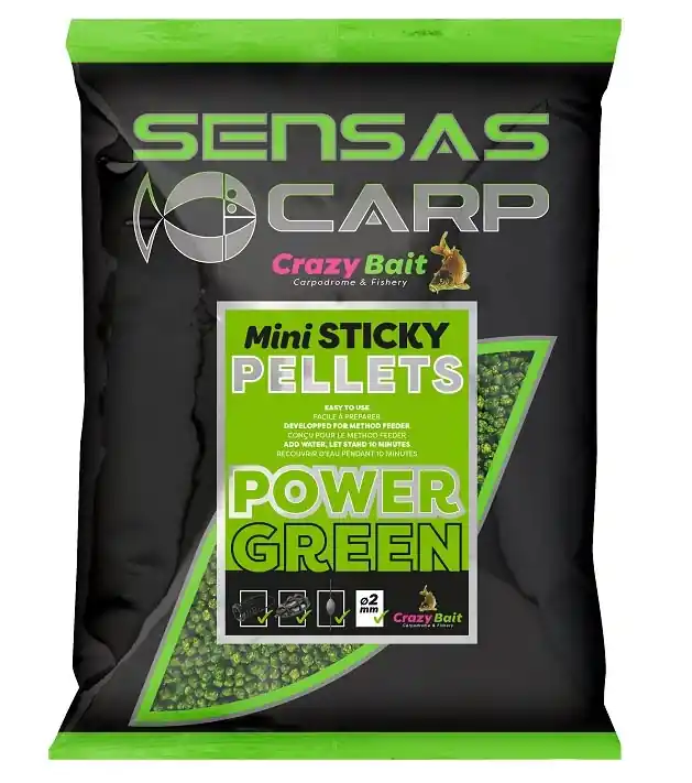 Sensas mini pelety Sticky Green (česnek) 700g Novinka