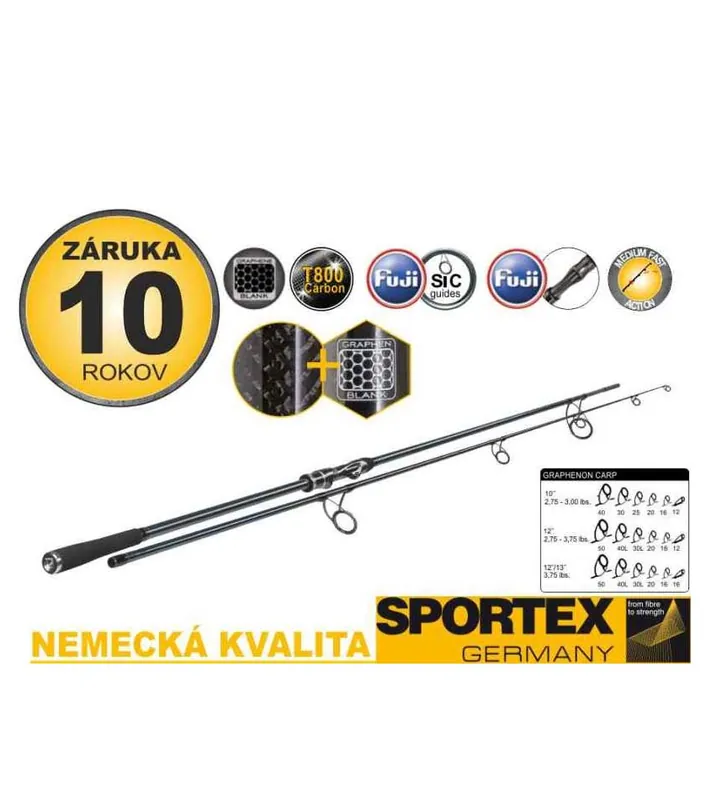 SPORTEX pruty kaprové Graphenon Carp 366cm/3lbs/2-díl Levný
