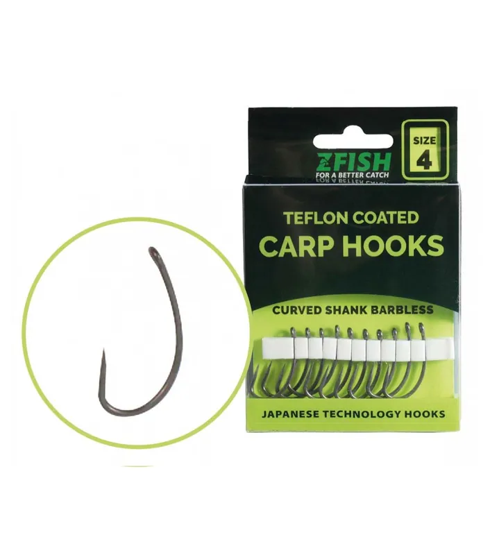 Expresní Doručení Zfish háčky Curved Shank Barbless teflonové velikost č.8