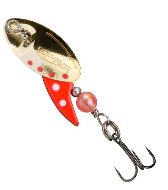 Značkový SPRO rotační třpytka Axe Inline Spinner Red 2,5g