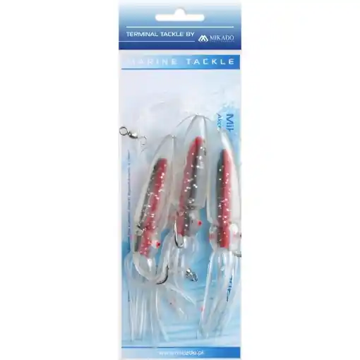 Akční Nabídka Mikado Sea Set - Squid Rig 12cm 3x6/0 Red Black
