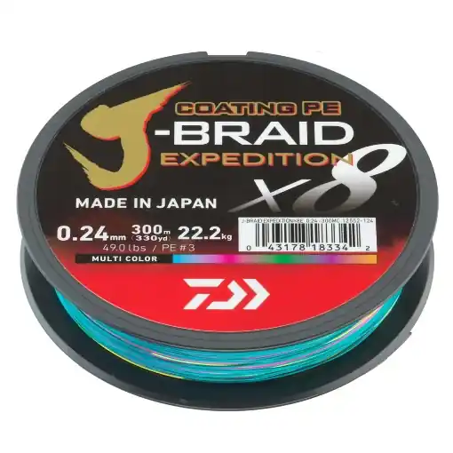 Daiwa J-Braid Expedition X8 Multicolor 300m 0.16mm 9.8kg Super Cena