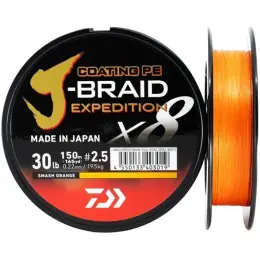 Značkový DAIWA - Šňůra J-Braid Expedition X8 Smash Orange - 150m